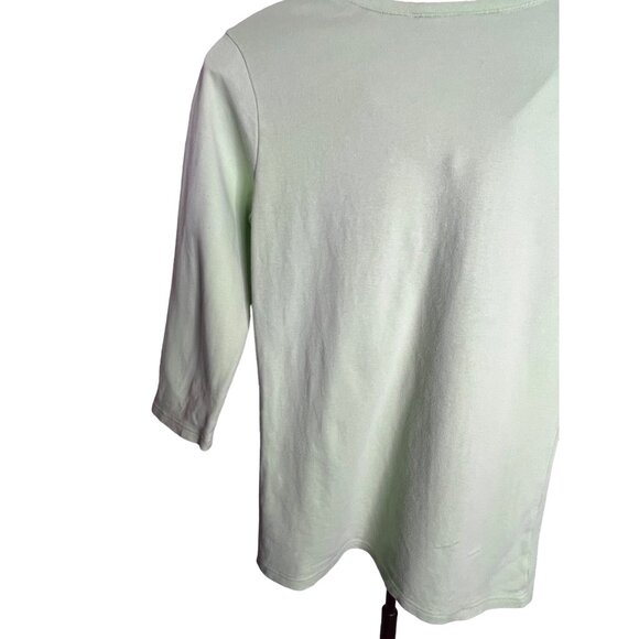 Christine Alexander Women's V-Neck Top W/Rhinestones Small Light Green 3/4 Sleev - Picture 6 of 9